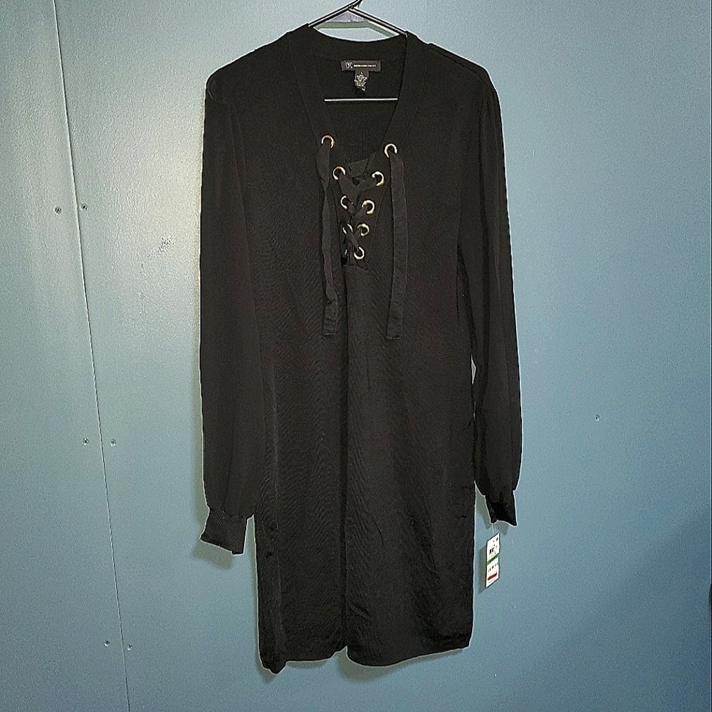 Black Dress Sheer Long Sleeves Large New